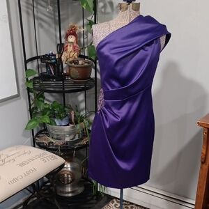 Jessica Howard Purple One Shoulder Dress